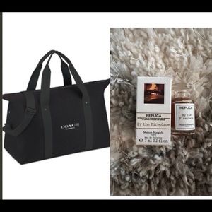 Coach Duffel Bag Weekender Travel Black Tote Large +freebie